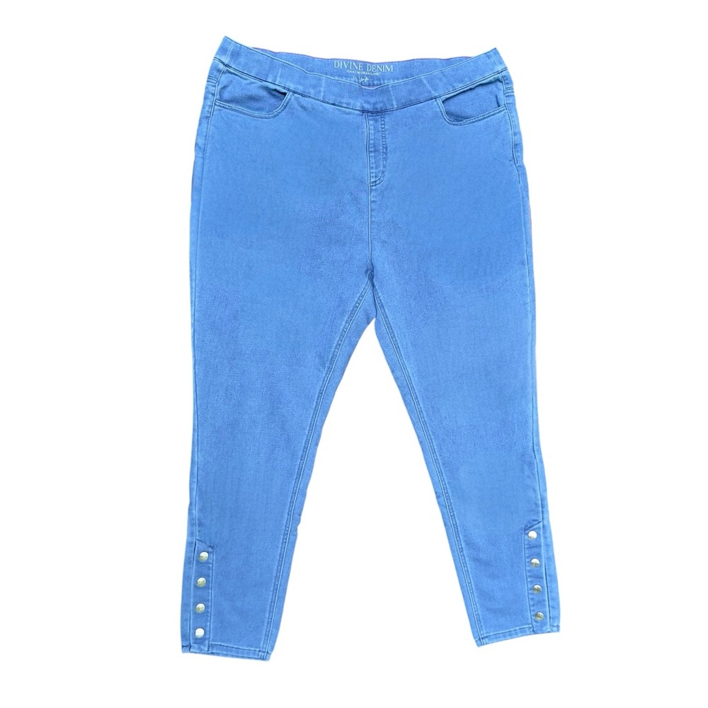 Isaac Mizrahi Live! Divine Denim Pull-On Jeggings Plus Size 20W Blue Stretch